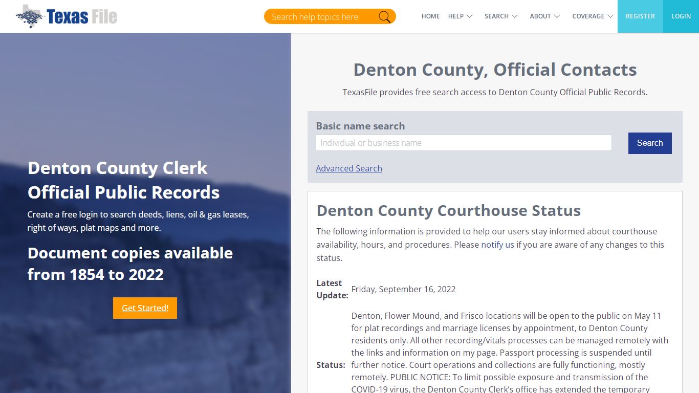 Denton County Clerk Official Public Records | TexasFile